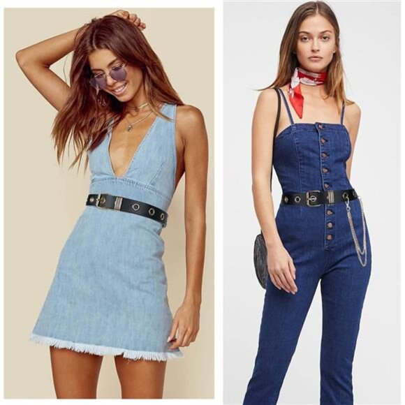 Leather Grommet Belt – Adjustable Punk Rock Waist Belt with Chain, Unisex - Picture 3 of 5